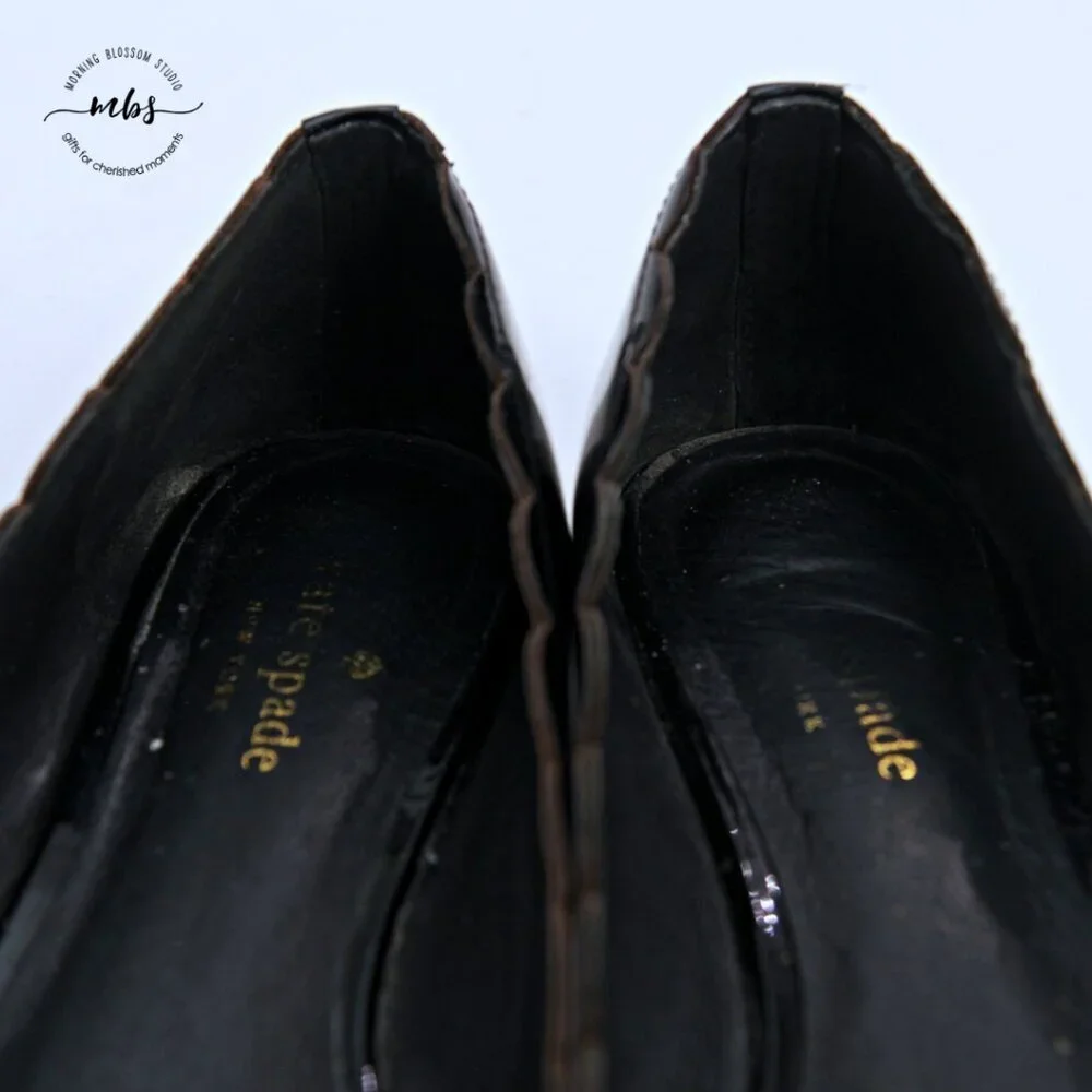 Kate Spade Eleni Flex Scalloped Ballerina Flats Black Women 8.5‎